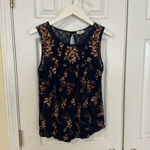 Navy floral blouse, size Large